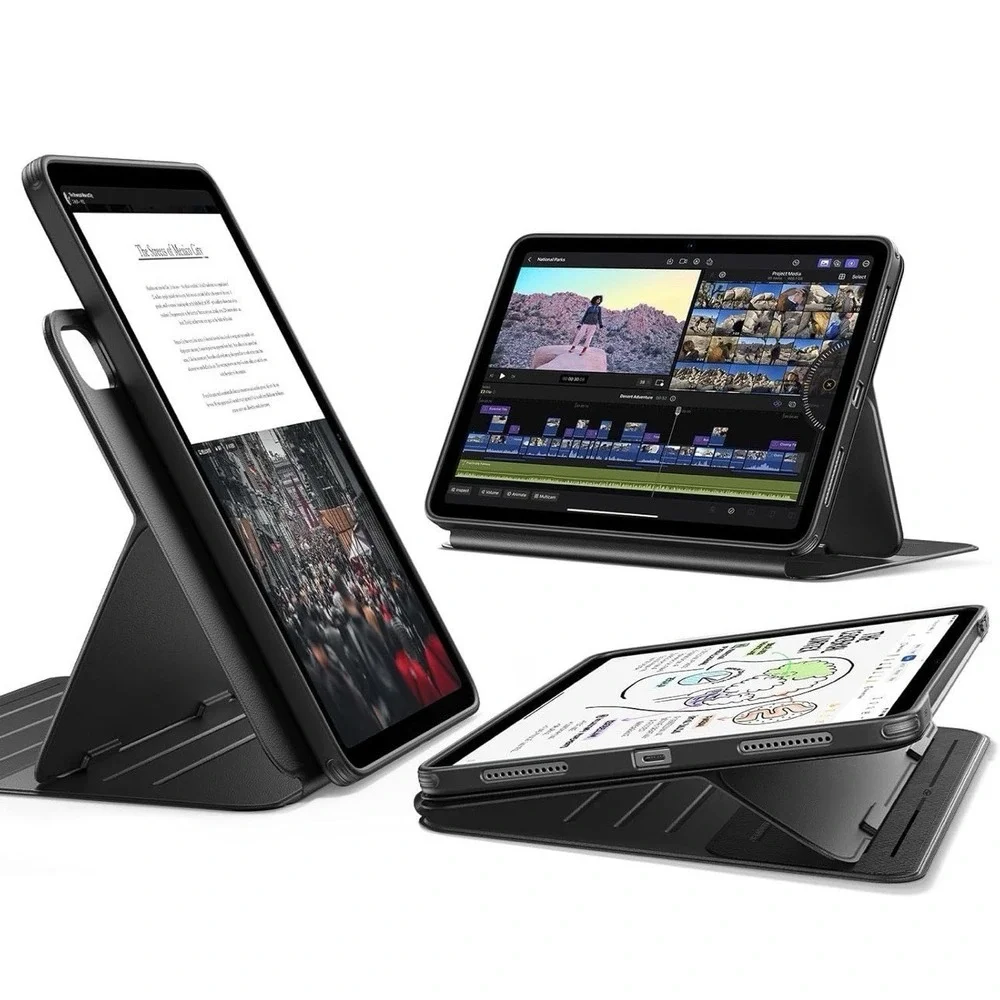 ESR iPad Air 11 Inch M4 M2 Case Magnetic Removable Stand Black Minimalist Tech